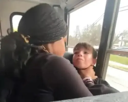 black girl chokes white boy on bus Blank Meme Template