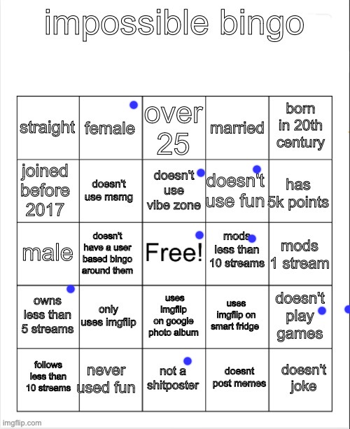 impossible bingo | image tagged in impossible bingo | made w/ Imgflip meme maker