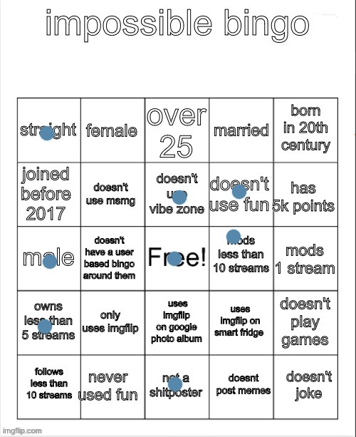 impossible bingo | image tagged in impossible bingo | made w/ Imgflip meme maker