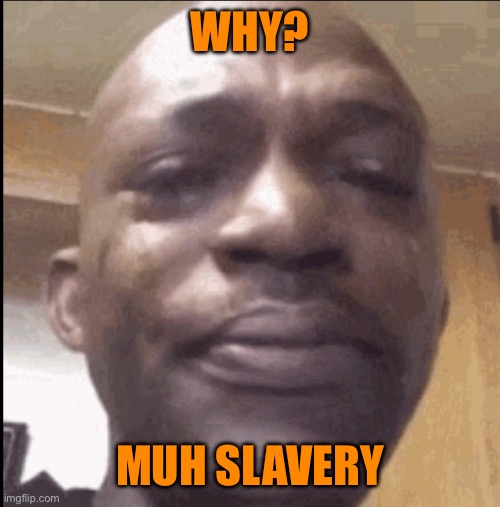 Crying black dude | WHY? MUH SLAVERY | image tagged in crying black dude | made w/ Imgflip meme maker