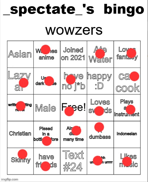 :3 | image tagged in _spectate_'s bingo | made w/ Imgflip meme maker