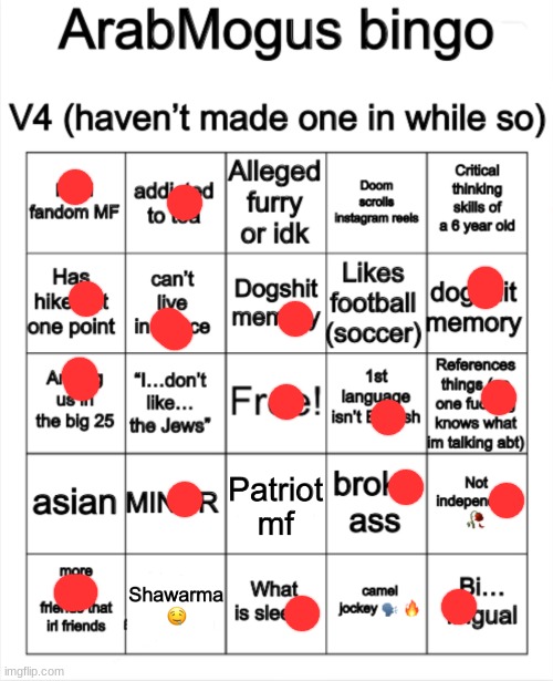 erm | image tagged in arabmogus bingo v4 | made w/ Imgflip meme maker