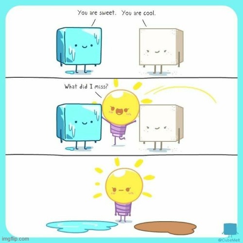 image tagged in cubes,ice cube,sugar cube,light bulb,melting,oof | made w/ Imgflip meme maker
