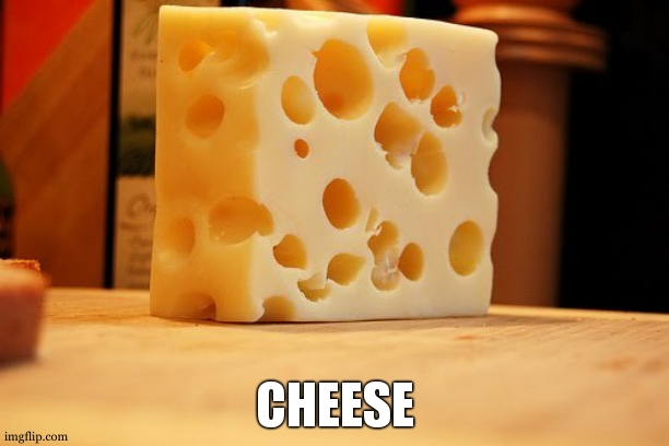 Swiss Cheese | CHEESE | image tagged in swiss cheese | made w/ Imgflip meme maker