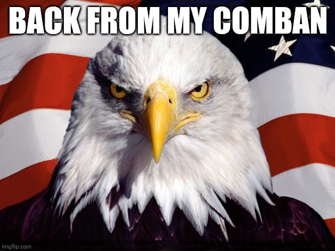 Freedom Eagle | BACK FROM MY COMBAN | image tagged in freedom eagle | made w/ Imgflip meme maker