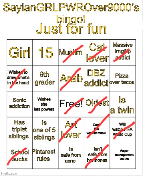 Doing yet another one | image tagged in sayiangrlpwrover9000 s bingo | made w/ Imgflip meme maker