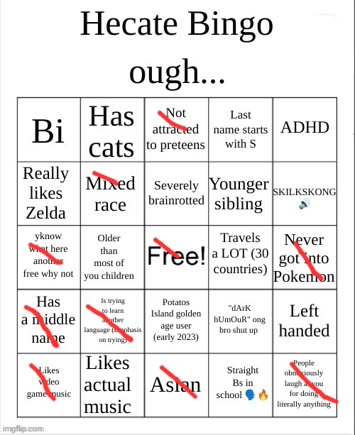 Hecate Bingo | image tagged in hecate bingo | made w/ Imgflip meme maker