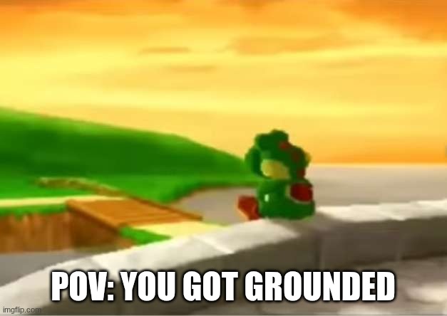 Yoshi XXI | POV: YOU GOT GROUNDED | image tagged in sad yoshi,yoshi | made w/ Imgflip meme maker