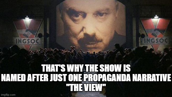 1984 | THAT'S WHY THE SHOW IS NAMED AFTER JUST ONE PROPAGANDA NARRATIVE
"THE VIEW" | image tagged in 1984 | made w/ Imgflip meme maker