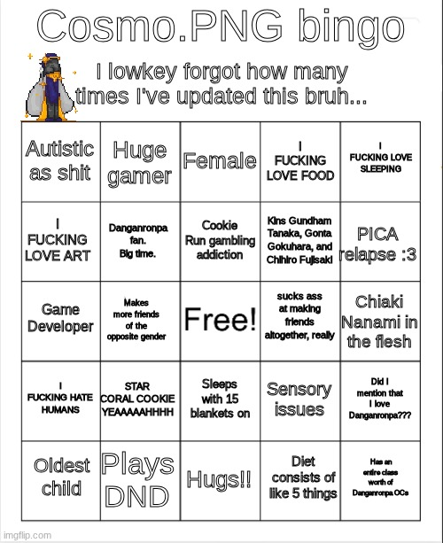 High Quality Cosmo.PNG Bingo (evil version) Blank Meme Template