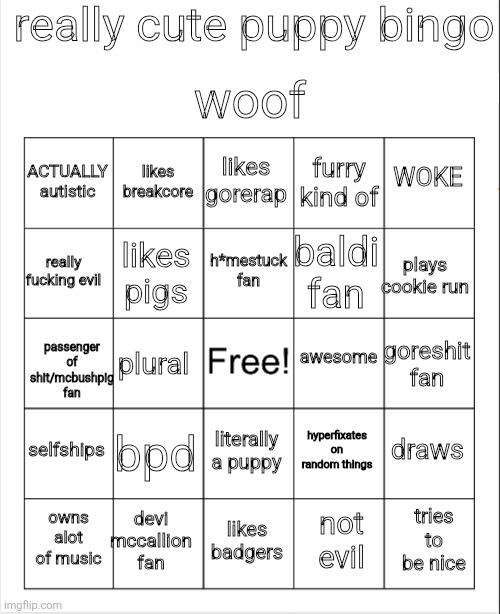 High Quality dog bingo Blank Meme Template