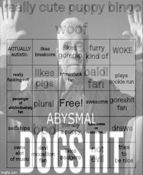 this bingo is absolute dog piss | image tagged in msmg | made w/ Imgflip meme maker