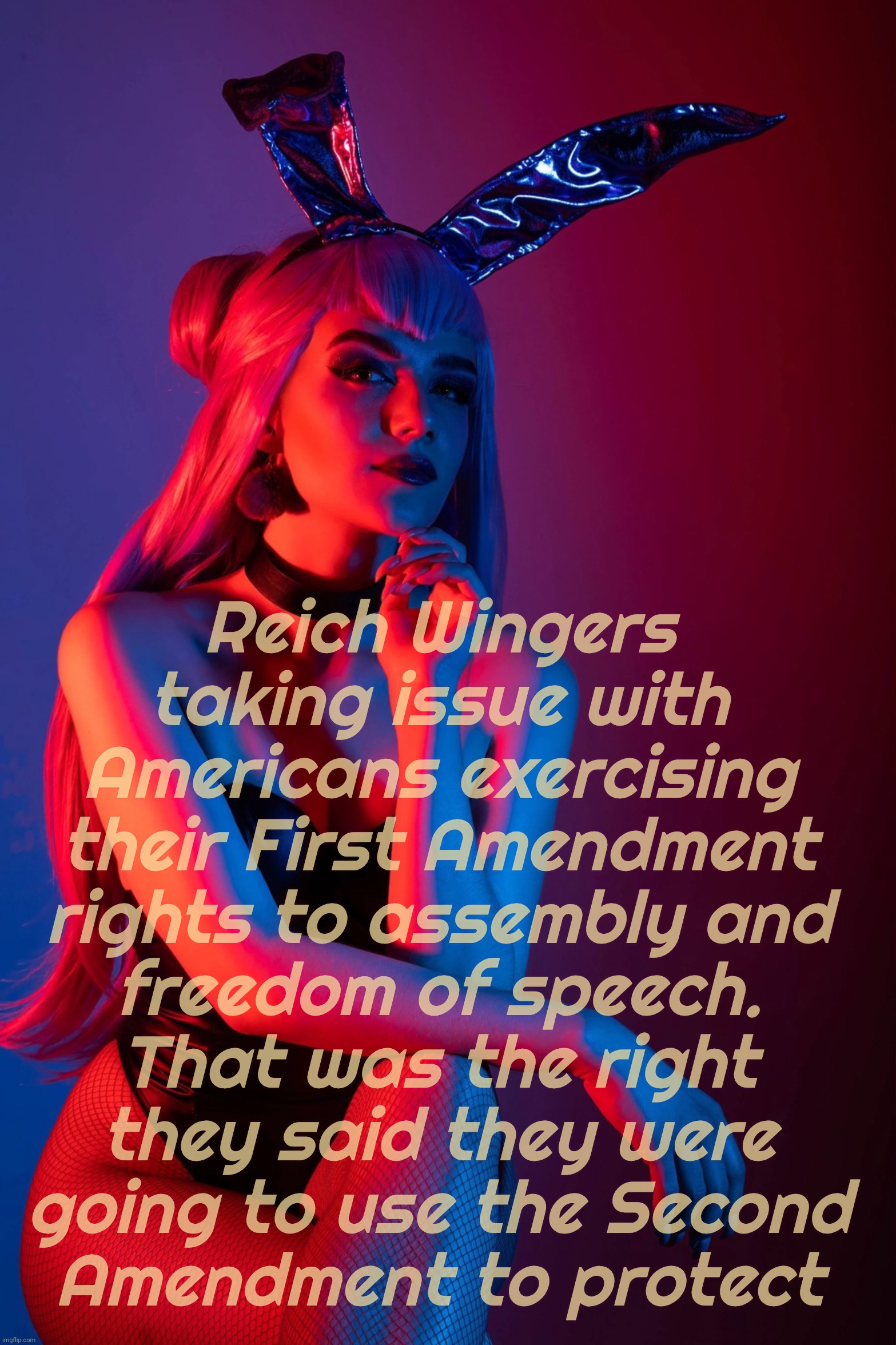 Evelynn K/DA | Reich Wingers
taking issue with
Americans exercising
their First Amendment
rights to assembly and
freedom of speech.
That was the right
they | image tagged in evelynn k/da | made w/ Imgflip meme maker