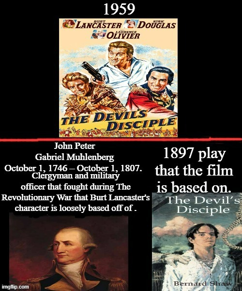 The Devil's Disciple | image tagged in the devil's disciple,george bernard shaw,burt lancaster,kirk douglas,laurence olivier,the american revolutionary war | made w/ Imgflip meme maker