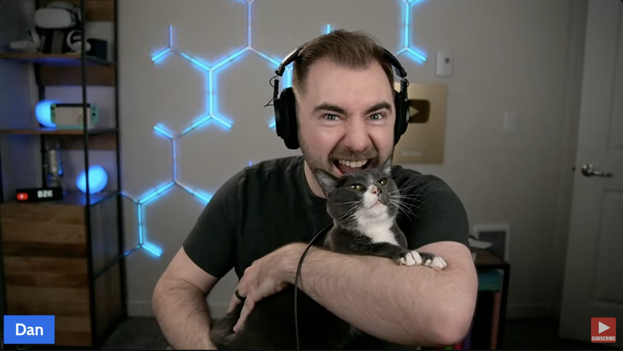 vid iq crazy cat guy Blank Meme Template