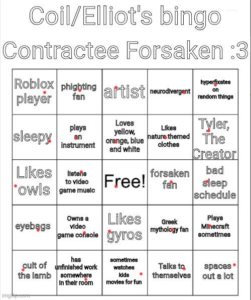 gee I wonder why me and coil are so similar... okay bye bye I gotta deal with my fuckass band teacher | image tagged in coil/elliot's bingo | made w/ Imgflip meme maker
