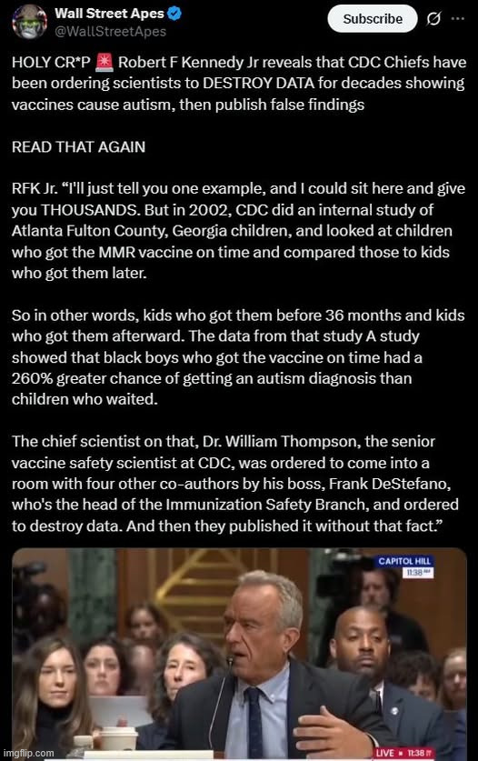 RFK Jr exposes Big Pharma does not have your best interests. | image tagged in rfk jr,autism study,no wonder why libs hate him | made w/ Imgflip meme maker