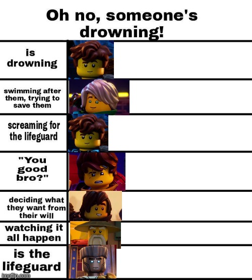 jay's drowning | image tagged in ninjago | made w/ Imgflip meme maker