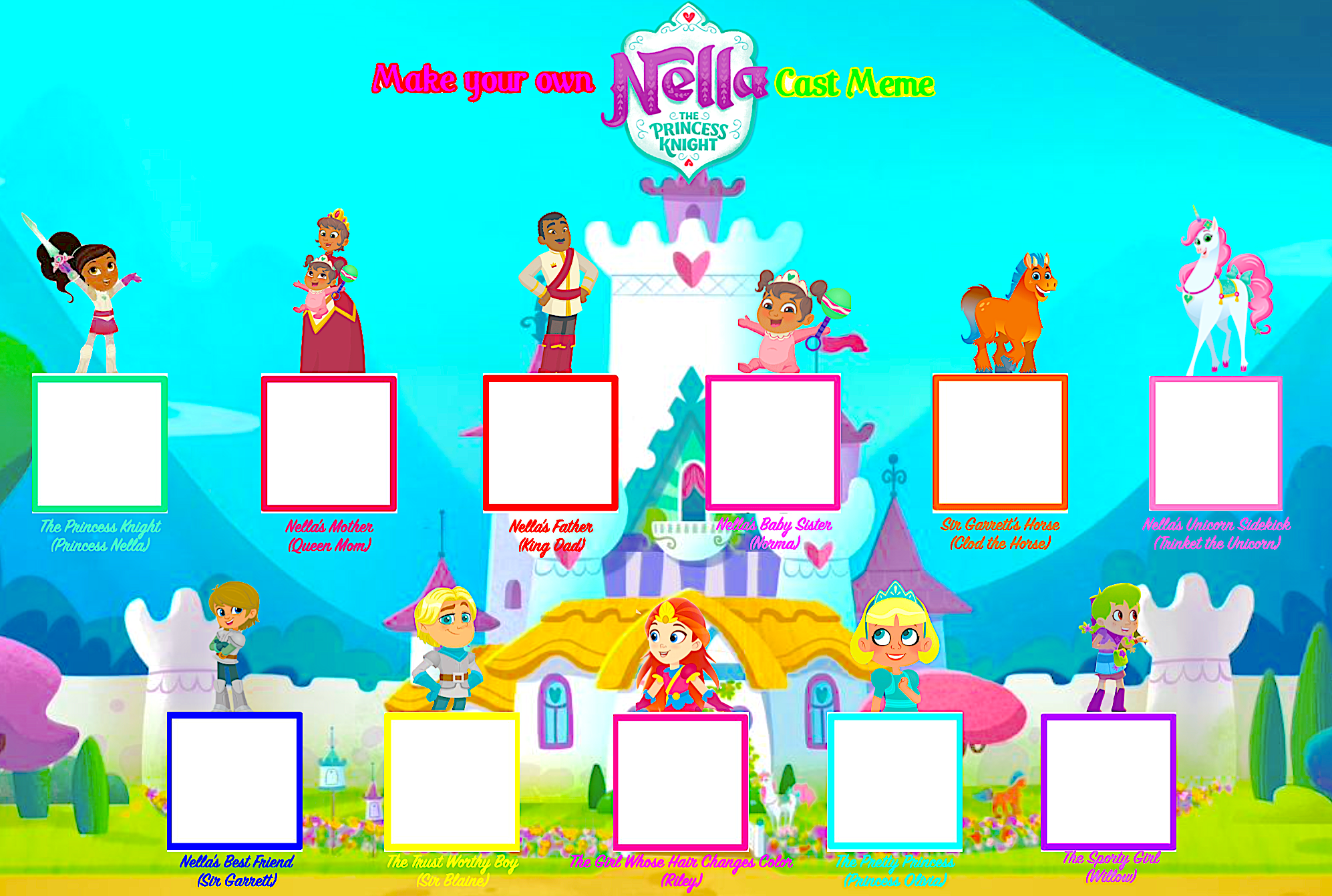 Make Your Own Nella the Princess Knight Cast Meme Blank Meme Template