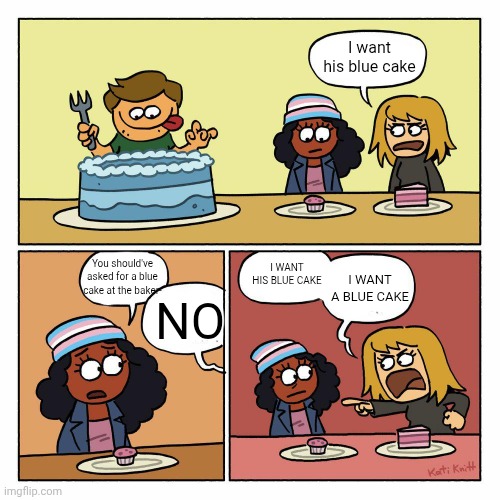 Oh no I accidentally drank the bone hurting juice my bones are in severe pain | I want his blue cake; You should've asked for a blue cake at the baker-; I WANT HIS BLUE CAKE; I WANT A BLUE CAKE; NO | made w/ Imgflip meme maker