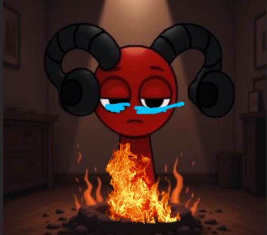 Crescendo cooking himself But crying Blank Meme Template