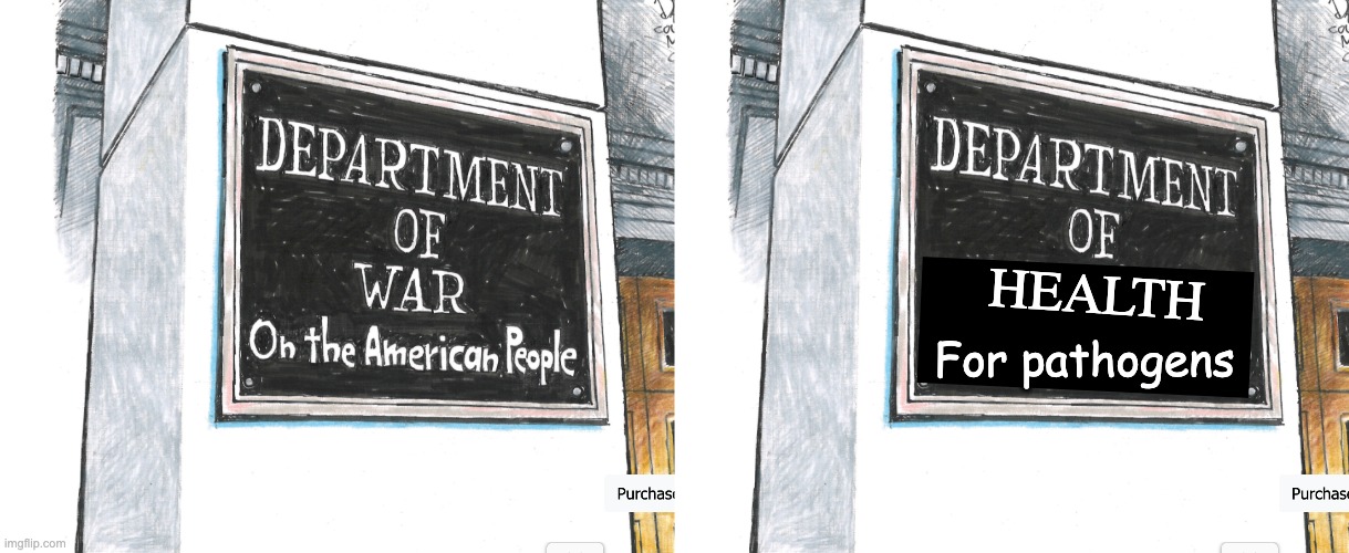 Government in the era of Trump | For pathogens; HEALTH | image tagged in hhs,department of defense,government,trump,idiocracy | made w/ Imgflip meme maker