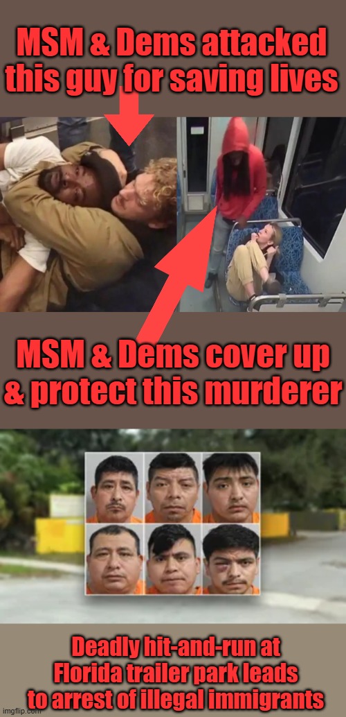 Dem policies don't work; they never have. They want US destroyed | MSM & Dems attacked this guy for saving lives; MSM & Dems cover up & protect this murderer; Deadly hit-and-run at Florida trailer park leads to arrest of illegal immigrants | made w/ Imgflip meme maker