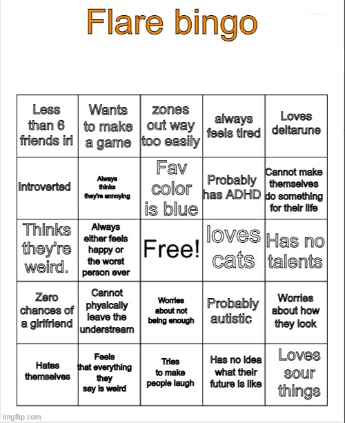 High Quality Flare bingo Blank Meme Template