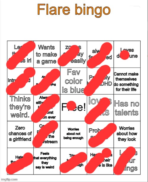 Flare bingo | image tagged in flare bingo | made w/ Imgflip meme maker