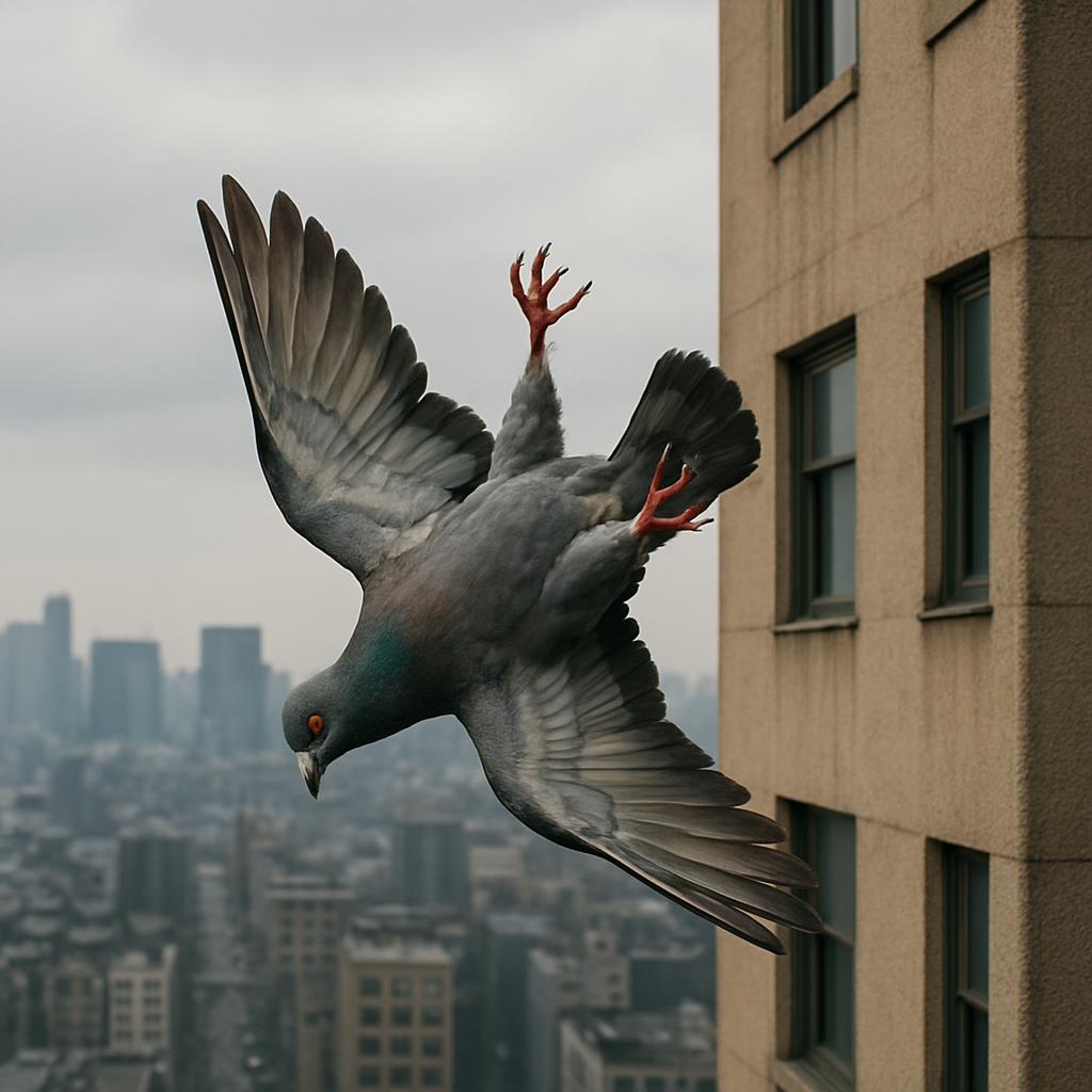 a pigion fall from a building Blank Meme Template