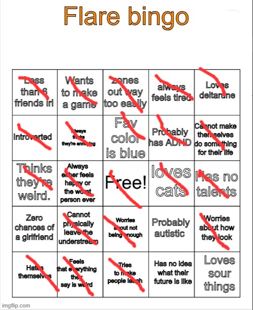 Flare bingo | image tagged in flare bingo | made w/ Imgflip meme maker