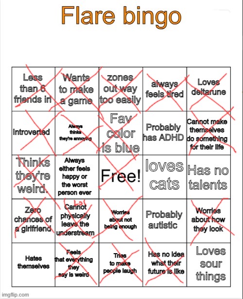 Flare bingo | image tagged in flare bingo | made w/ Imgflip meme maker