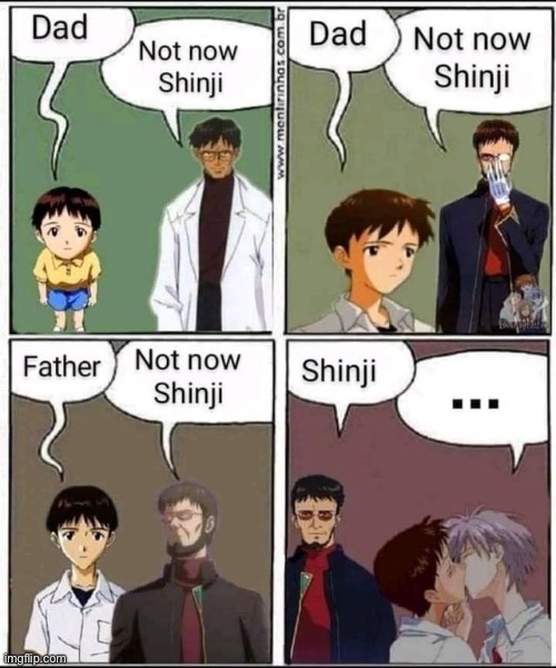 image tagged in evangelion,shinji,gendo,kaworu | made w/ Imgflip meme maker