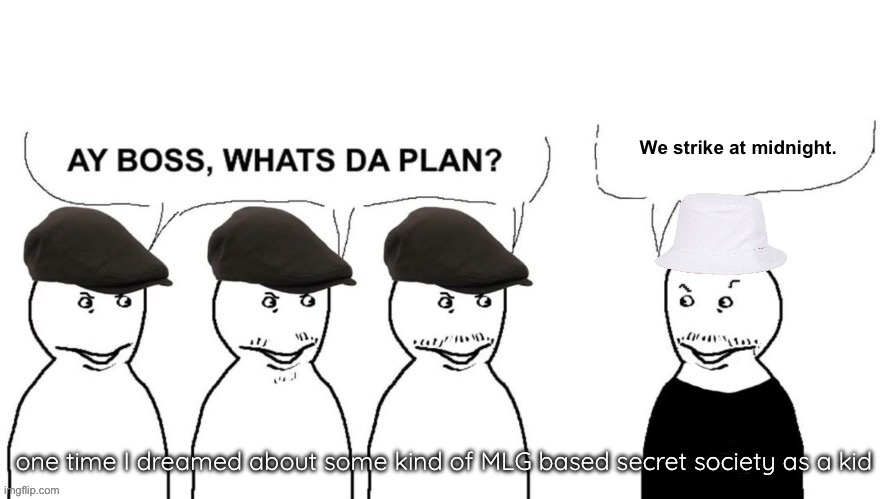 pluh | one time I dreamed about some kind of MLG based secret society as a kid | image tagged in i hired goons | made w/ Imgflip meme maker