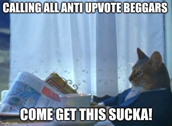 LETS MOVE | CALLING ALL ANTI UPVOTE BEGGARS; COME GET THIS SUCKA! | image tagged in memes,i should buy a boat cat | made w/ Imgflip meme maker