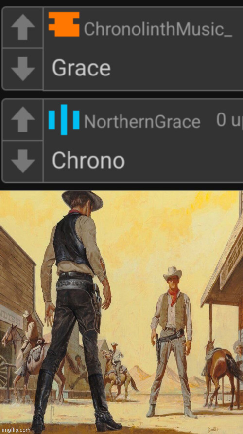 image tagged in western duel | made w/ Imgflip meme maker