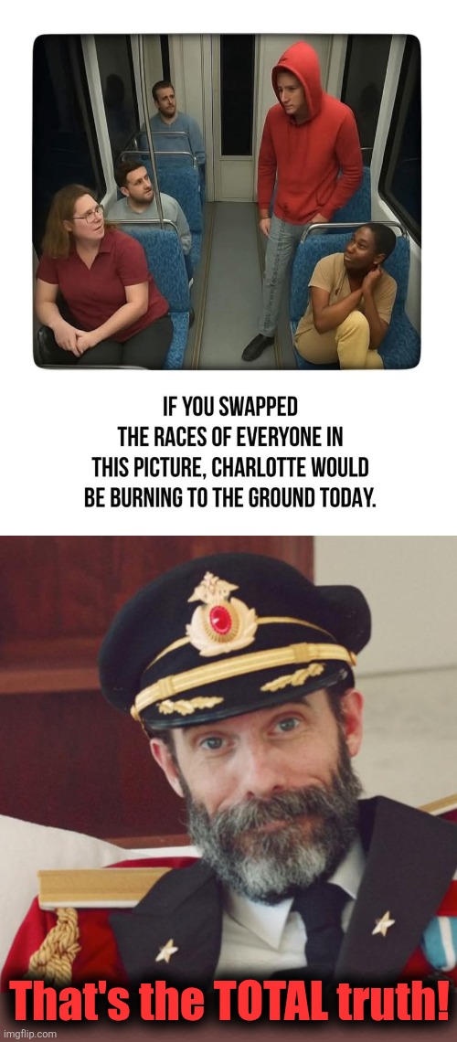 That's the TOTAL truth! | image tagged in captain obvious,memes,charlotte,murder,democrats,hypocrisy | made w/ Imgflip meme maker