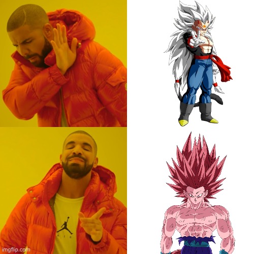 YoungJijii Super Saiyan 6 > Typical Super Saiyan 6 | image tagged in memes,drake hotline bling,dragon ball z,dragon ball super,dragon ball gt,dragon ball | made w/ Imgflip meme maker