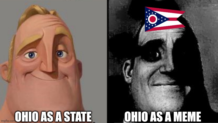 difference | OHIO AS A STATE; OHIO AS A MEME | image tagged in traumatized mr incredible | made w/ Imgflip meme maker