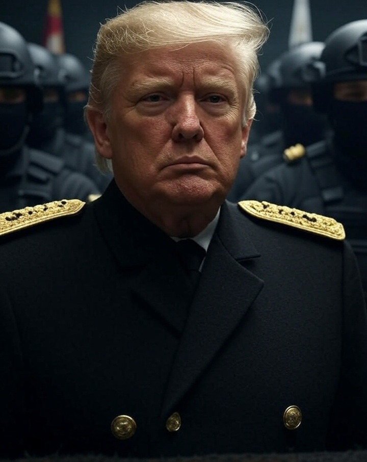 Donald Trump dictator secret police masked guns authoritarian Blank Meme Template