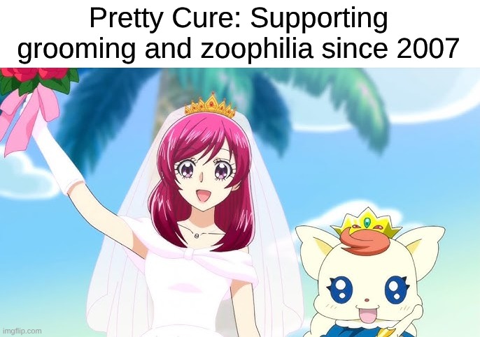 This Little Rodent Really Angers Me More Than Mahito and Satoko | Pretty Cure: Supporting grooming and zoophilia since 2007 | image tagged in memes,anime,precure | made w/ Imgflip meme maker