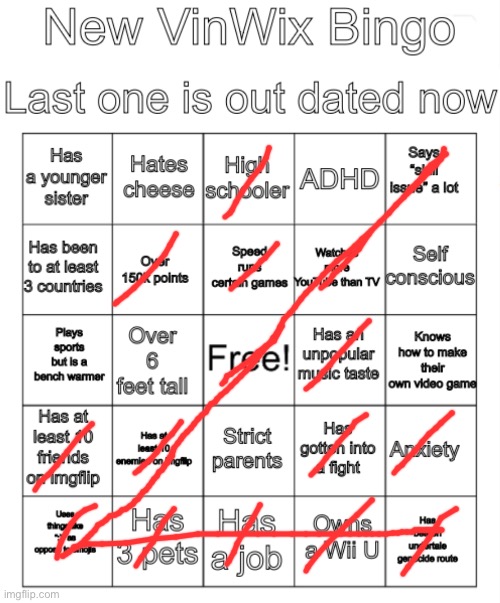 New VinWix bingo | image tagged in new vinwix bingo | made w/ Imgflip meme maker