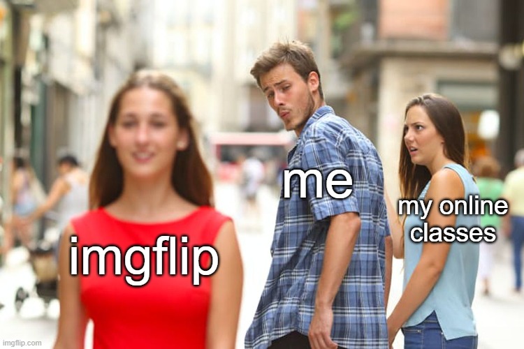 i have no regrets | me; my online classes; imgflip | image tagged in memes,distracted boyfriend | made w/ Imgflip meme maker