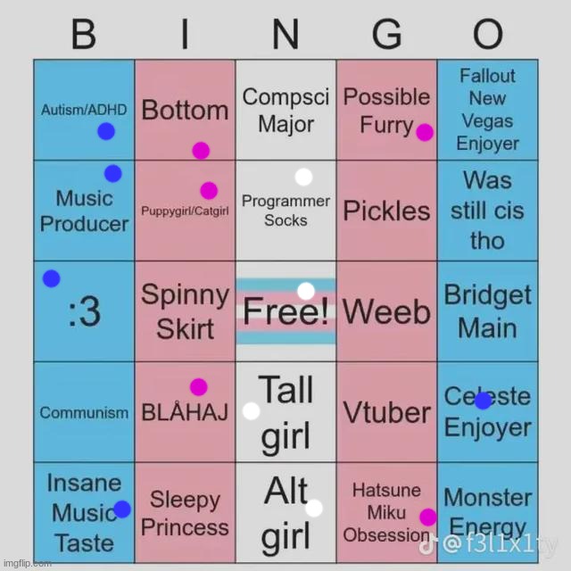 I checked "possible furry" even though it's not "possible" it just is | image tagged in transfem bingo | made w/ Imgflip meme maker