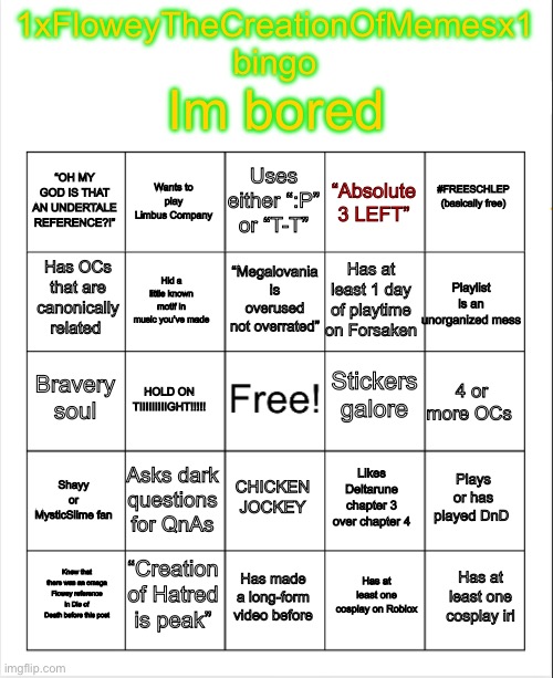 High Quality 1xFloweyTheCreationOfMemesx1 bingo Blank Meme Template