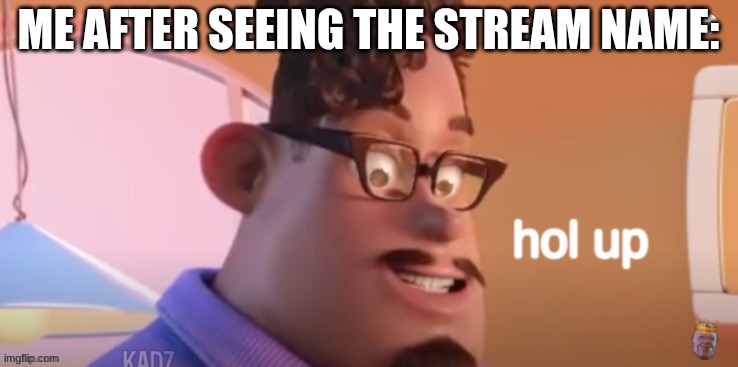 Grubhub hol up | ME AFTER SEEING THE STREAM NAME: | image tagged in grubhub hol up | made w/ Imgflip meme maker