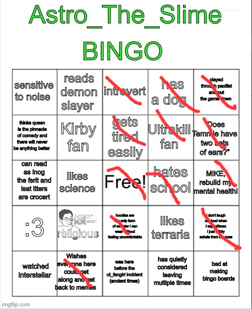 Astro bingo | image tagged in astro bingo | made w/ Imgflip meme maker