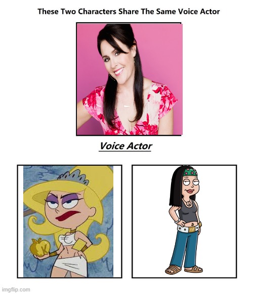 Rachael Macfarlane | image tagged in same voice actor,rachael macfarlane,the grim adventures of billy and mandy,american dad,cartoon network,20th century fox | made w/ Imgflip meme maker