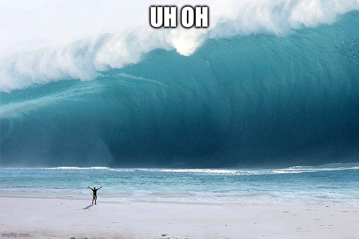 Tsunami | UH OH | image tagged in tsunami | made w/ Imgflip meme maker