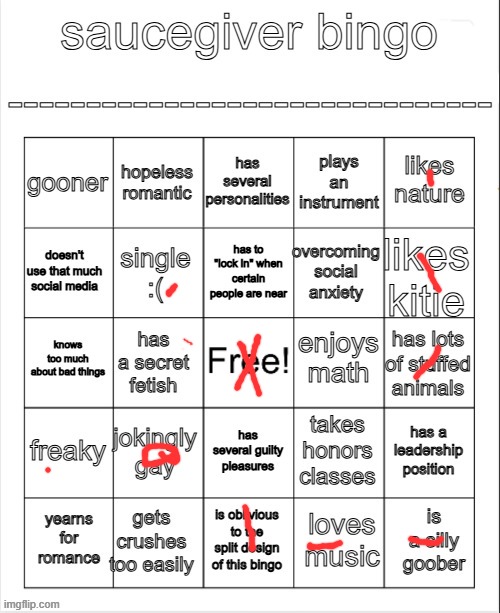 saucegiver bingo | image tagged in saucegiver bingo | made w/ Imgflip meme maker